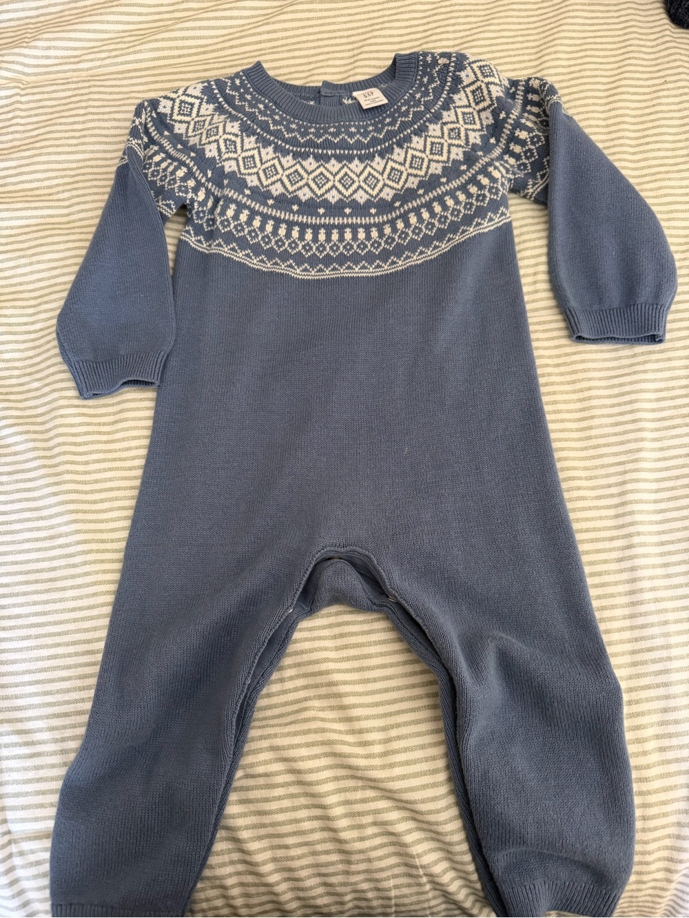 GAP Blue and White Knit One-Piece Romper